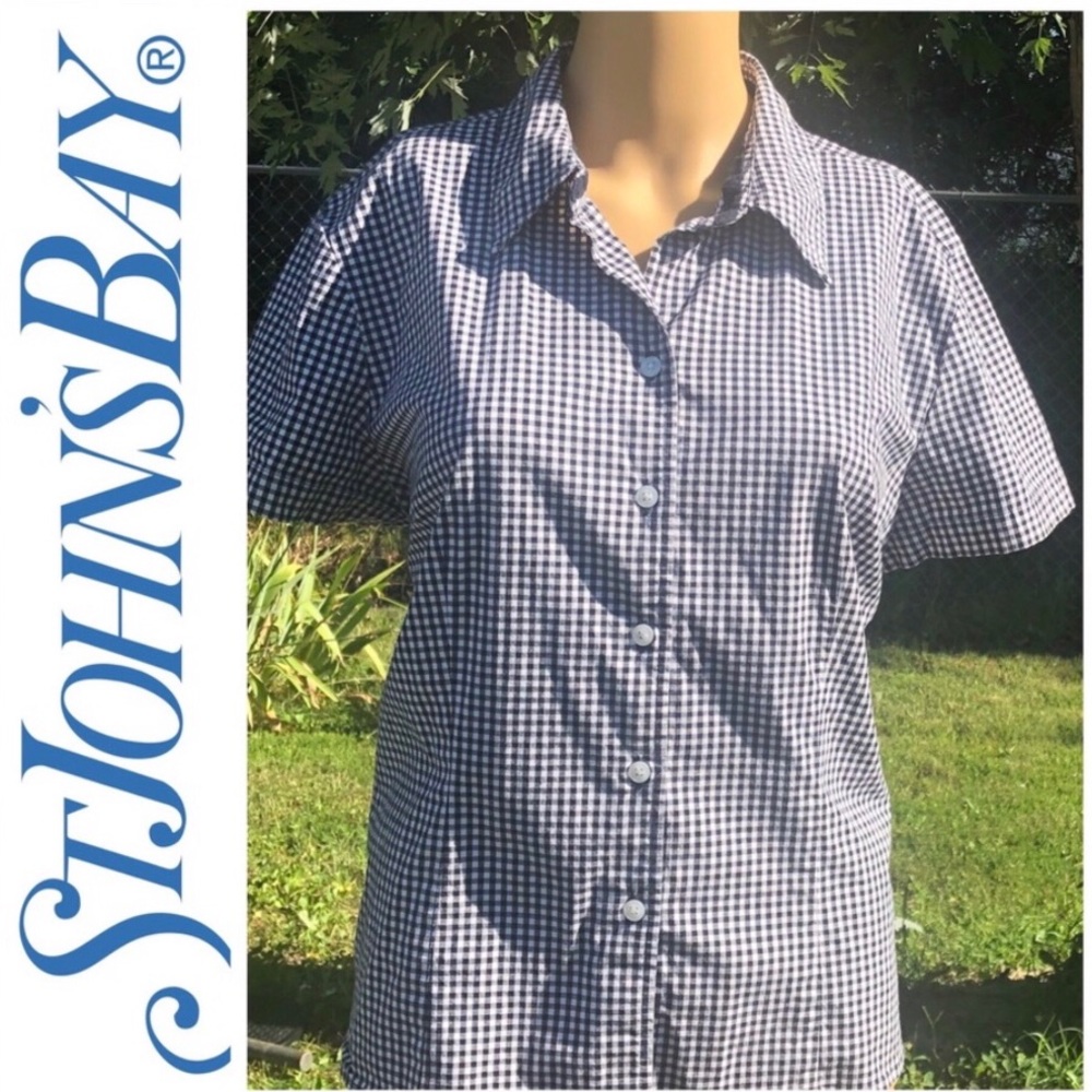 St Johns Bay Navy & White Checkered Shirt XLP
